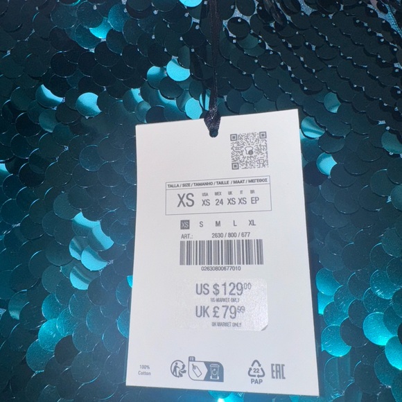 Zara Contrast Sequinned Skirt Limited Edition Dusty Mauve Size XS S 2630/800 NWT - Picture 7 of 8